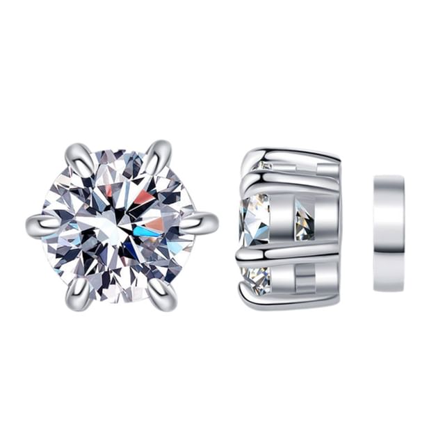 Moissanite / Rhinestone S925 Sterling Silver Magnetic Earring / Set