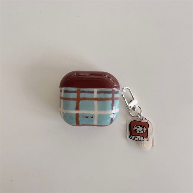 Plaid AirPods / Pro Earphone Case Skin / Dog Charm / Lanyard / Set