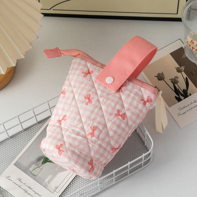 Bowknot Quilted Makeup Bag / Pencil Case