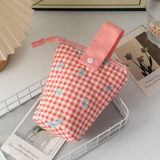 Bowknot Quilted Makeup Bag / Pencil Case