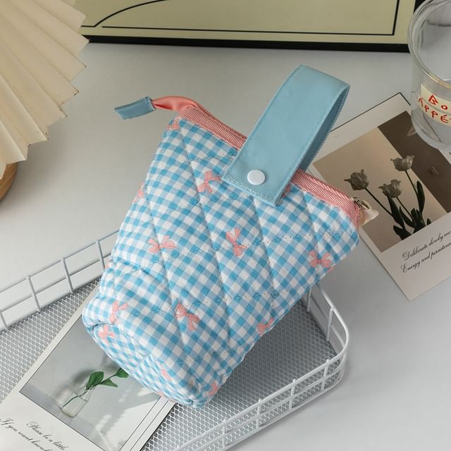 Bowknot Quilted Makeup Bag / Pencil Case