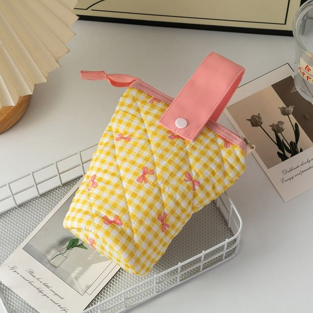 Bowknot Quilted Makeup Bag / Pencil Case