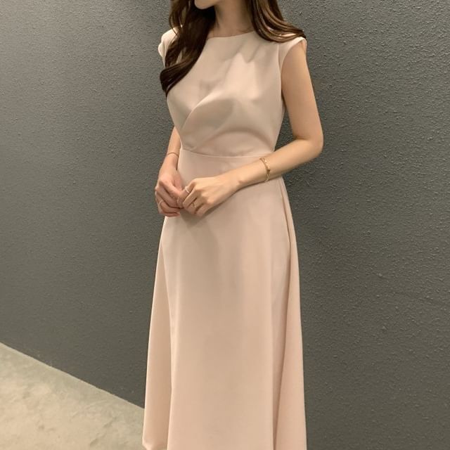 Crewneck Sleeveless A-Line Maxi Dress