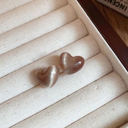 Bead Stud Alloy Heart Earring /