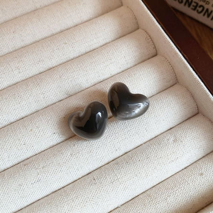Bead Stud Alloy Heart Earring /