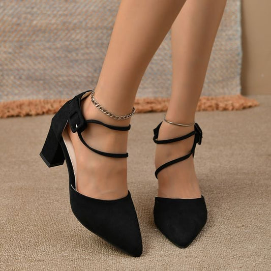 Block Heel Pointed D'Orsay Sandals