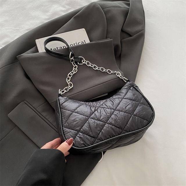 Plain Quilted Shoulder Bag
