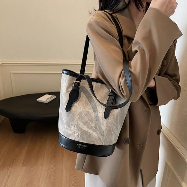 Marble Faux Leather Shoulder Bag