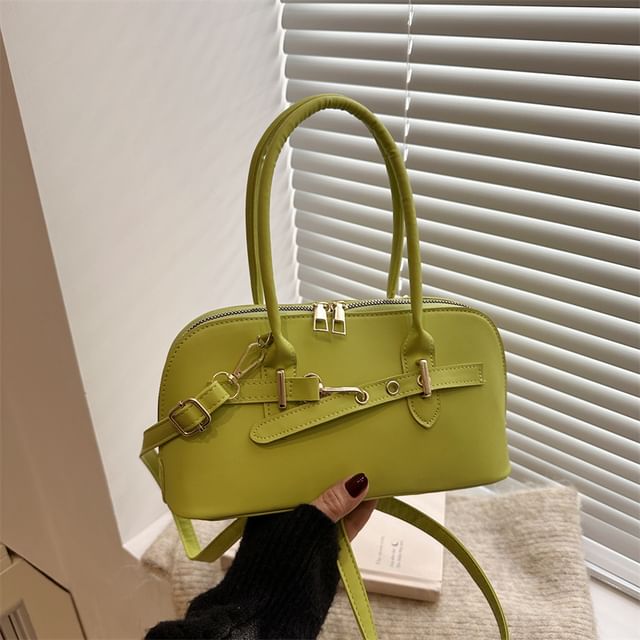 Buckled Faux Leather Shoulder Bag