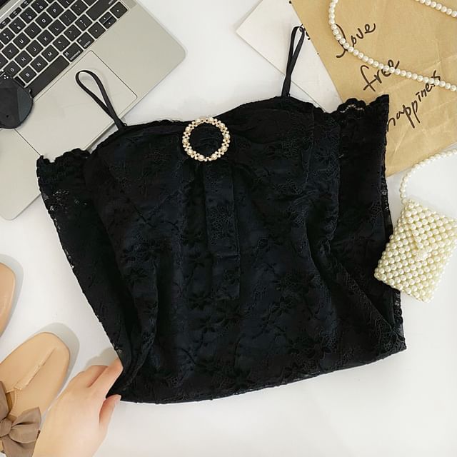 Rhinestone Buckled Mini Lace Bodycon Dress