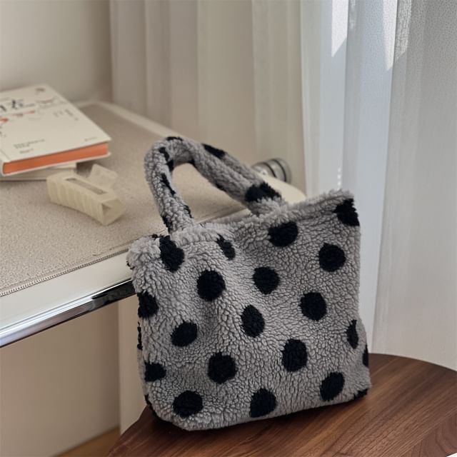 Dotted Faux Shearling Shoulder Bag