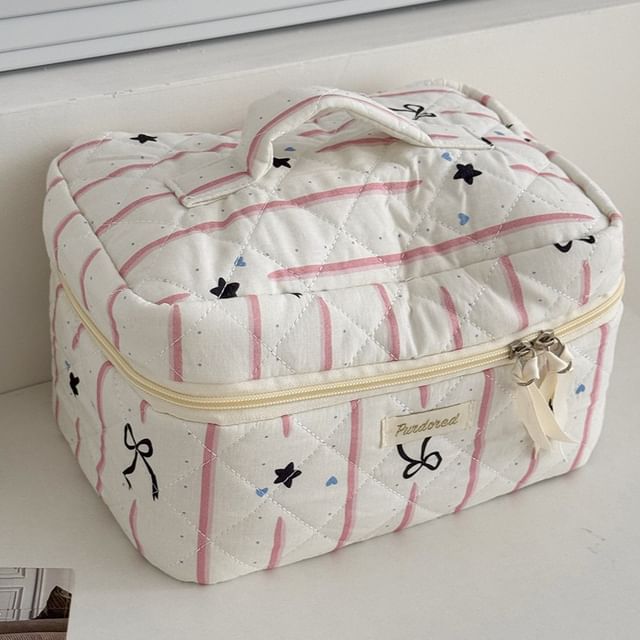 Bow Star Striped Fabric Makeup Bag (Various Designs)