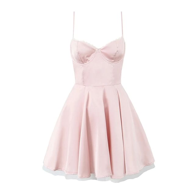 Sweetheart Lace Trim Layered Mini A-Line Dress