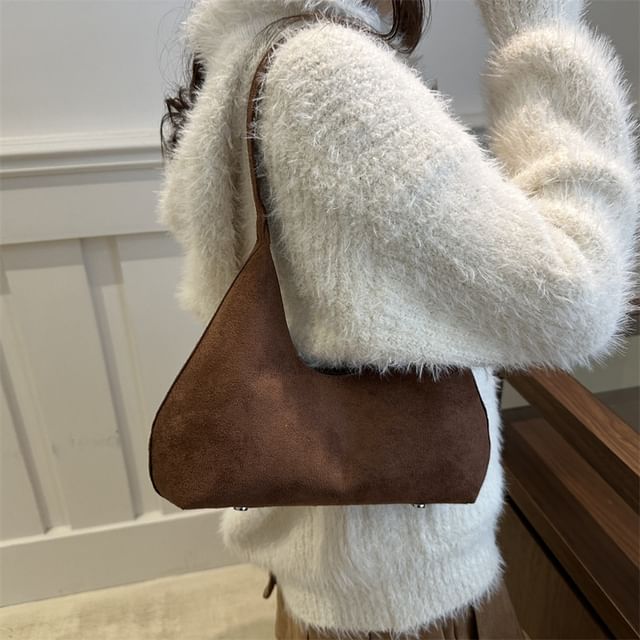 Plain faux Suede Shoulder Bag