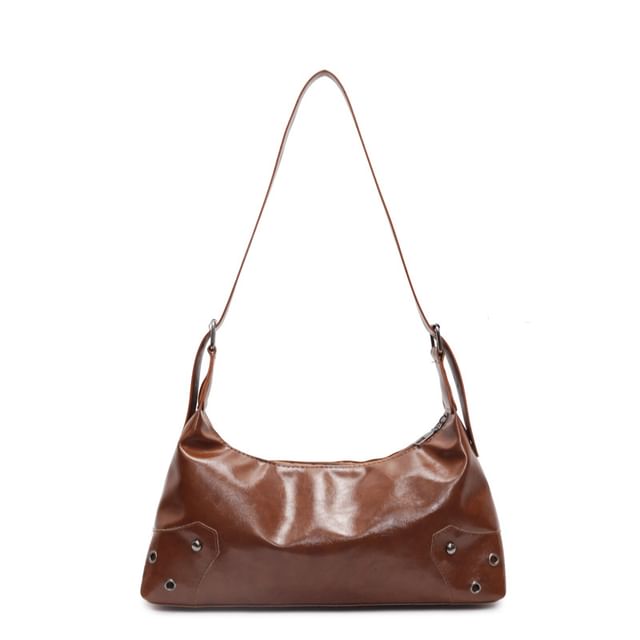Studded Faux Leather Shoulder Bag