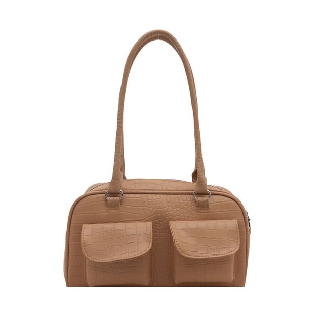 Multi-Pocket Faux Leather Shoulder Bag