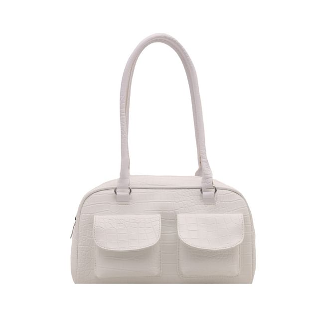 Multi-Pocket Faux Leather Shoulder Bag