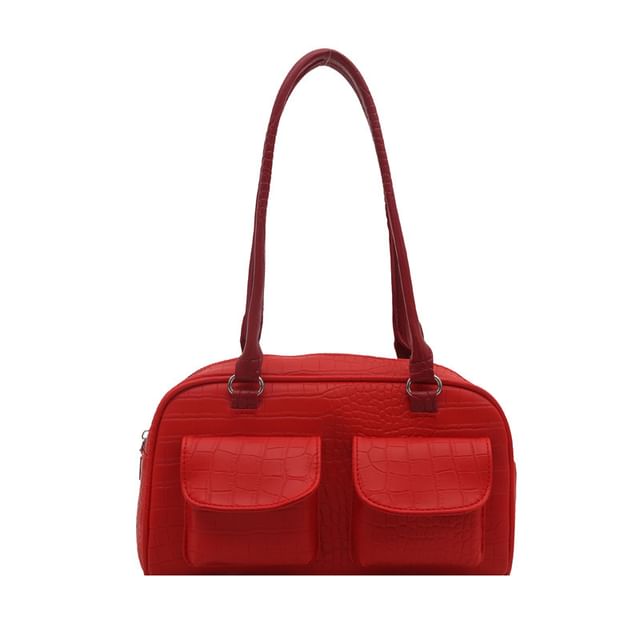 Multi-Pocket Faux Leather Shoulder Bag