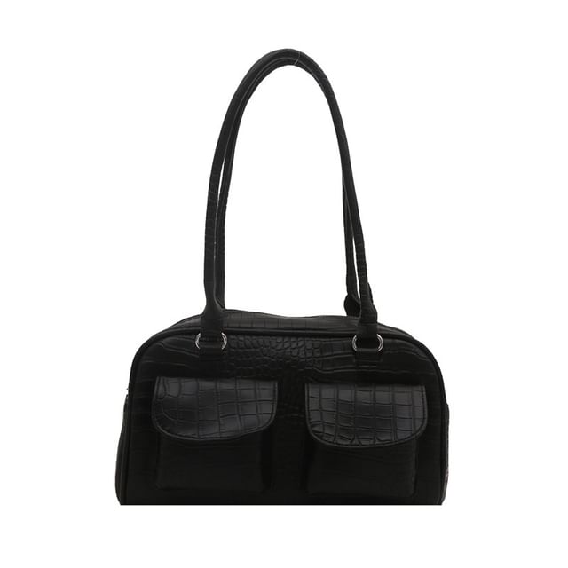 Multi-Pocket Faux Leather Shoulder Bag