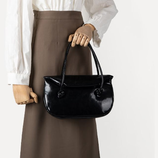 Faux Leather Plain Shoulder Bag