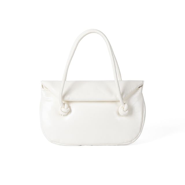 Faux Leather Plain Shoulder Bag