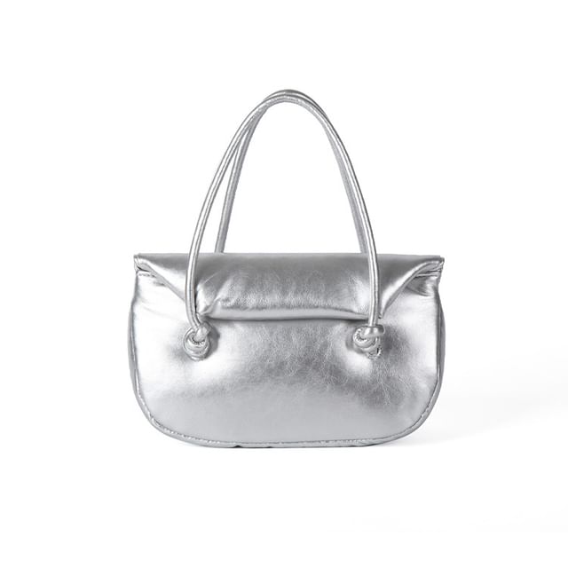 Faux Leather Plain Shoulder Bag