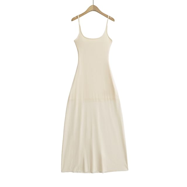Plain Mesh Maxi A-Line Spaghetti Strap Dress