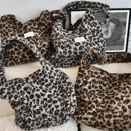 Leopard Patterned Boucle Tote Bag (Various Designs)