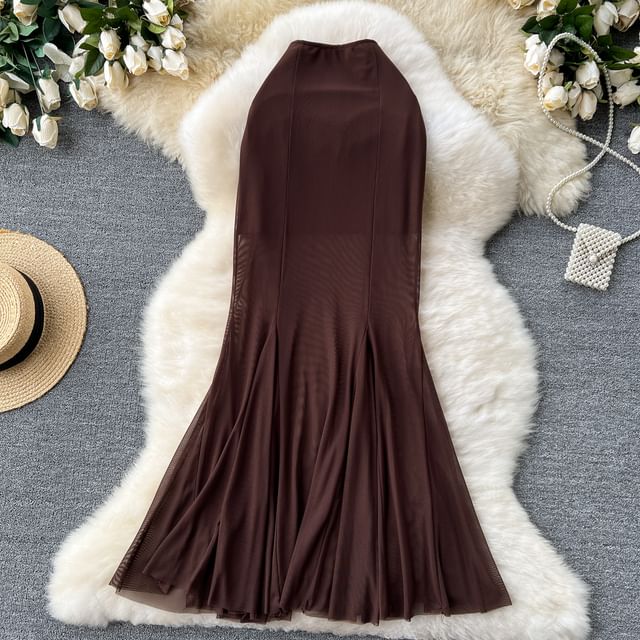 High Rise Smooth Fishtail Maxi Skirt