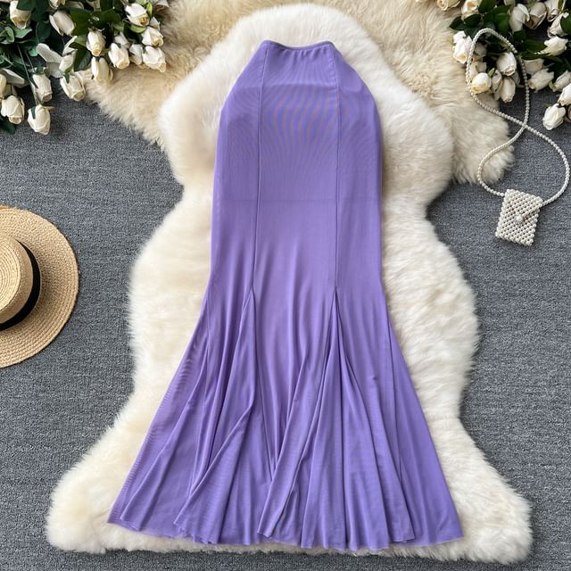 High Rise Smooth Fishtail Maxi Skirt