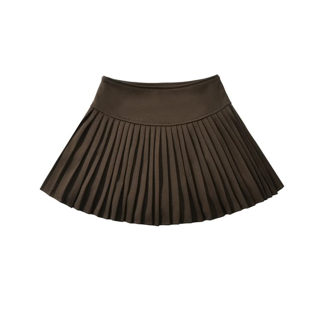 Pleated Mini Skirt in Solid Color High Rise