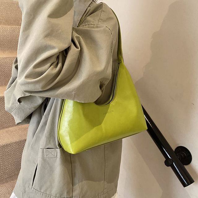 Plain Faux Leather Shoulder Bag