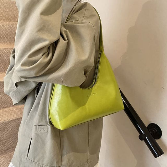 Plain Faux Leather Shoulder Bag