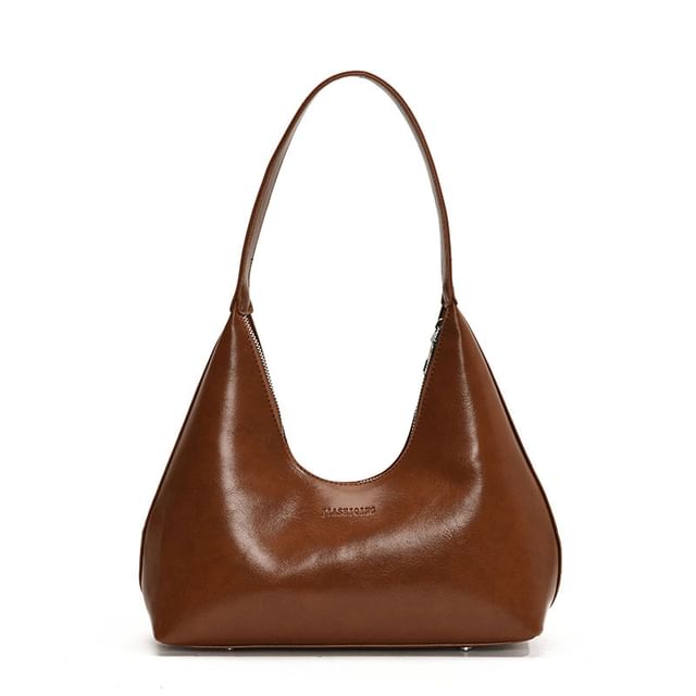 Plain Faux Leather Shoulder Bag