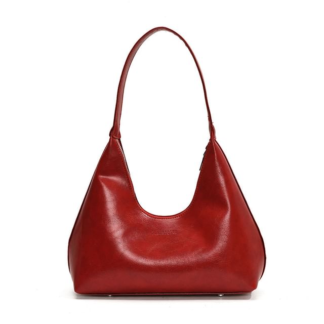Plain Faux Leather Shoulder Bag