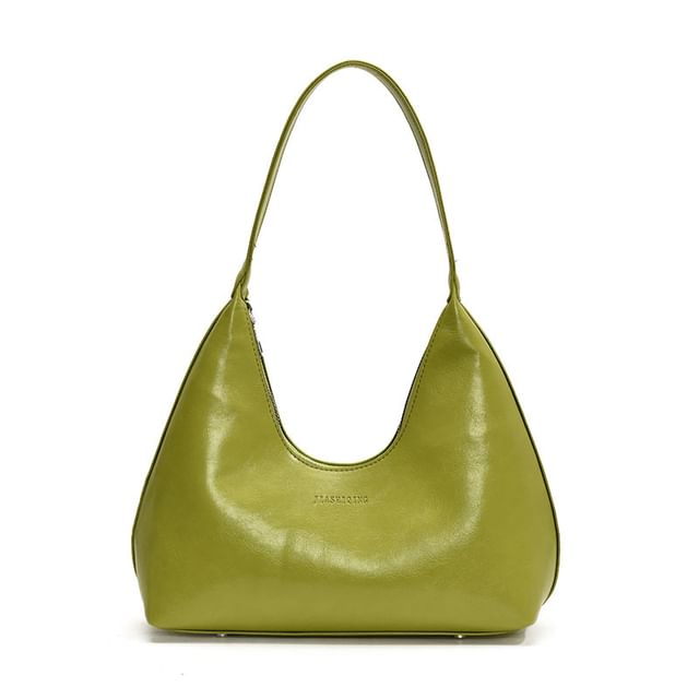 Plain Faux Leather Shoulder Bag