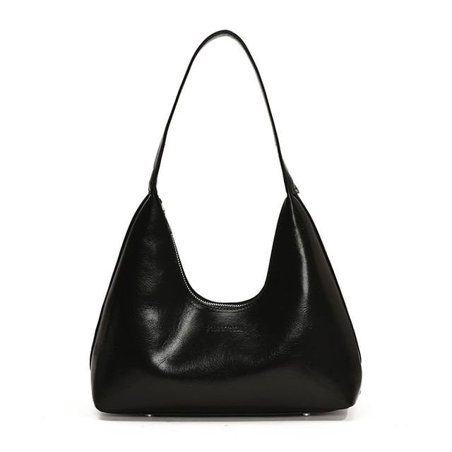 Plain Faux Leather Shoulder Bag