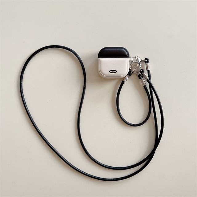Faux Leather Textured Magnetic AirPods / Pro Earphone Case Skin with Lanyard