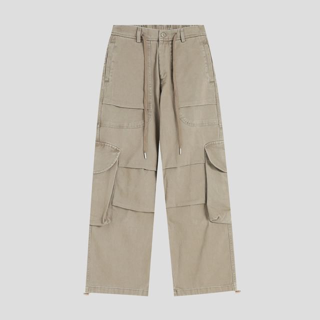 Low Waist Plain Wide Leg Cargo Pants