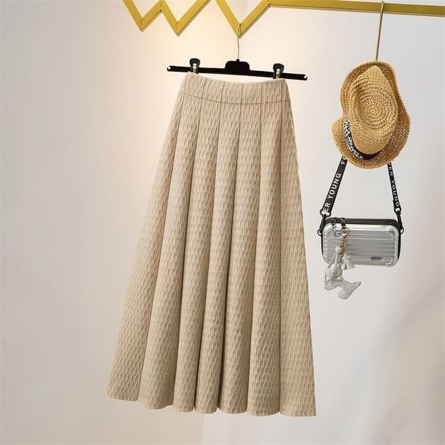 Knit Maxi A-Line Skirt with High Waist