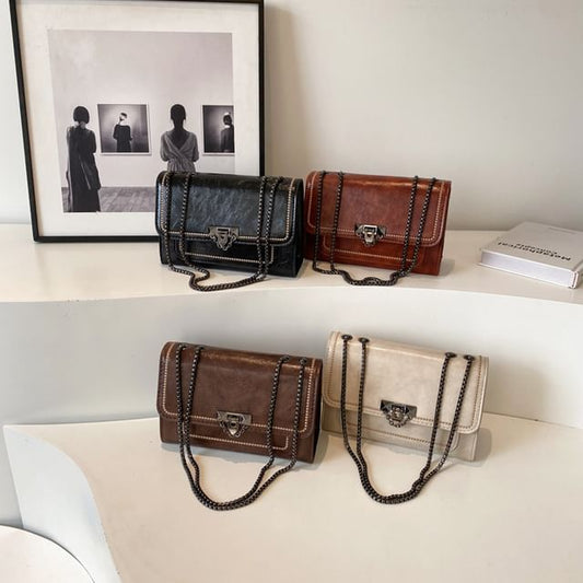 Faux Leather Flap Shoulder Bag