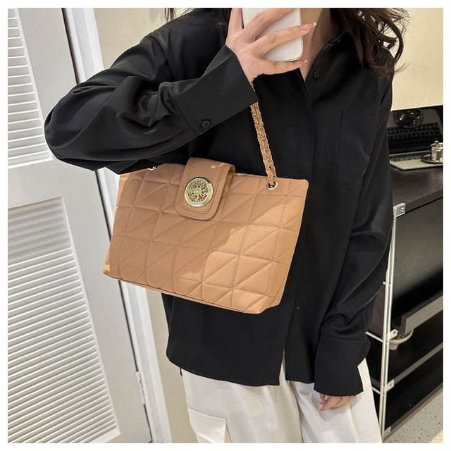 Faux Leather Quilted Shoulder Bag