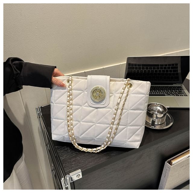 Faux Leather Quilted Shoulder Bag