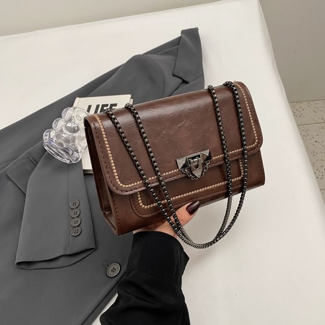 Faux Leather Flap Shoulder Bag