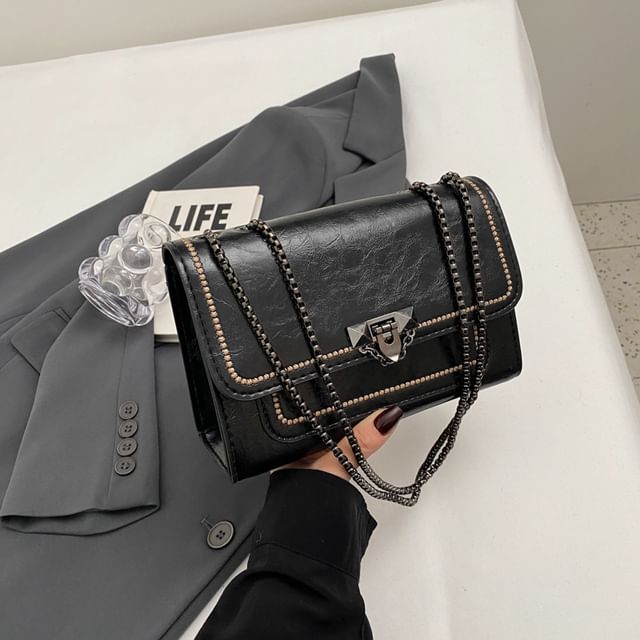 Faux Leather Flap Shoulder Bag