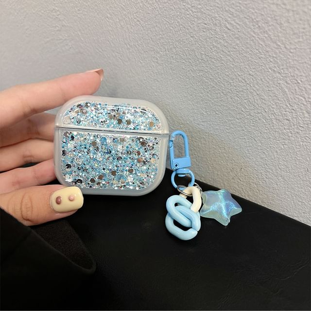 Sequined AirPods / Pro Earphone Case Skin with Charm (Various Designs)