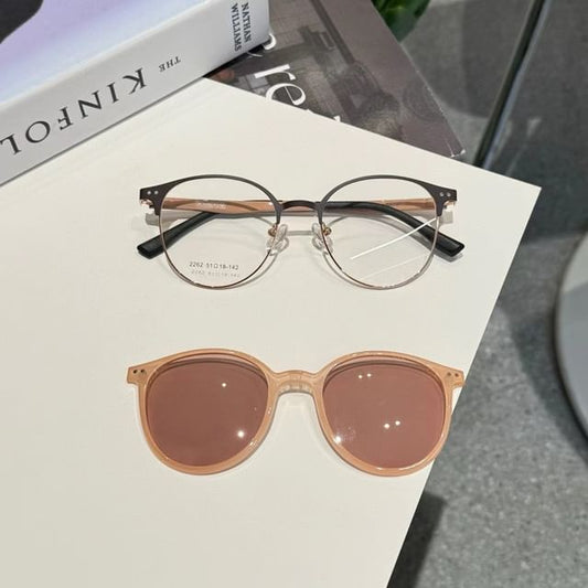 Glasses Clip Sunglasses Metal Round On With