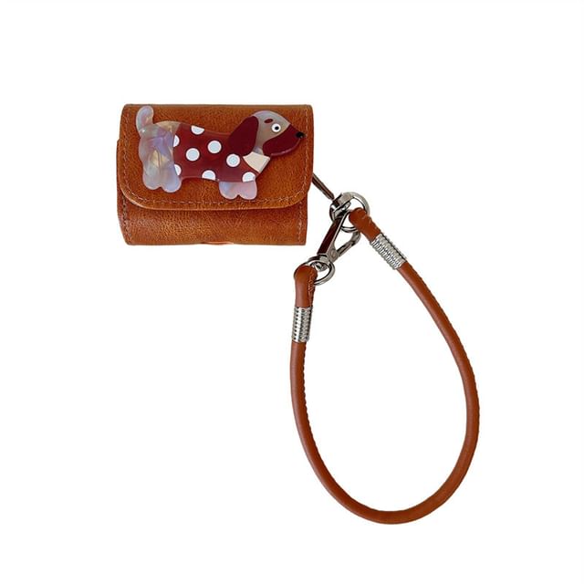 Dog Faux Leather AirPods / Pro Earphone Case Skin with Strap