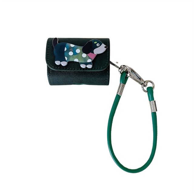 Dog Faux Leather AirPods / Pro Earphone Case Skin with Strap
