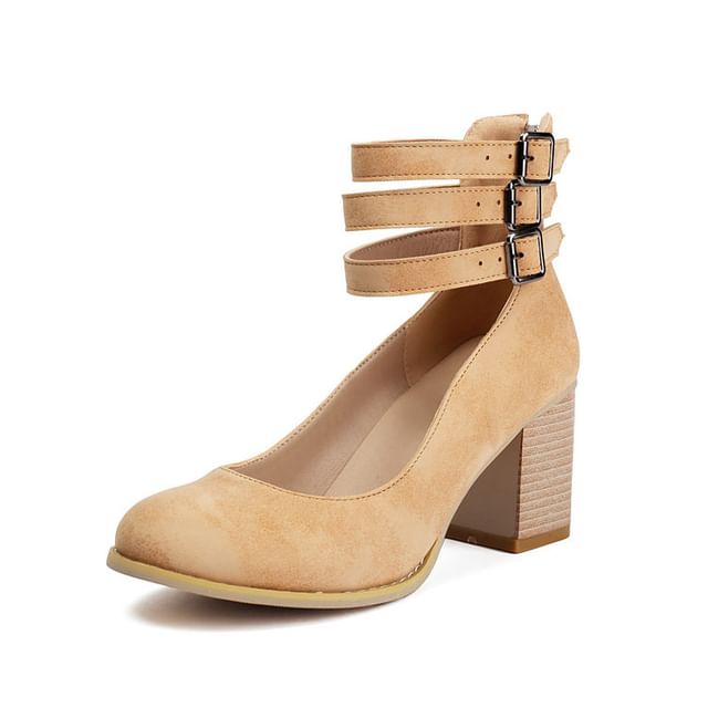 Chunky Heel Round Toe Mary Jane Pumps
